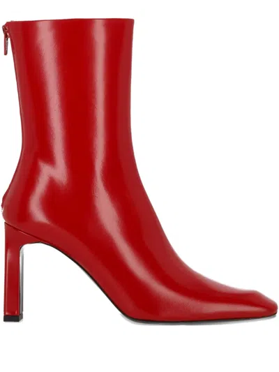 Totême Zip Square Toe Boots In Red