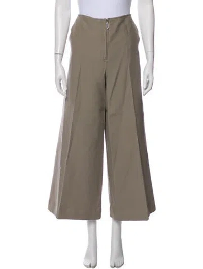 Pre-owned Totême Zip-front Wide Leg Pants In Green