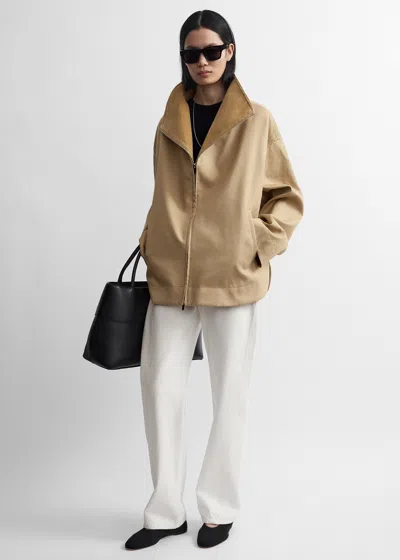 Totême Waxed Cotton Zipped Country Jacket In Neutral