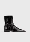 Totême Zipped Croco-embossed Chelsea Boots Dark Brown In Brown