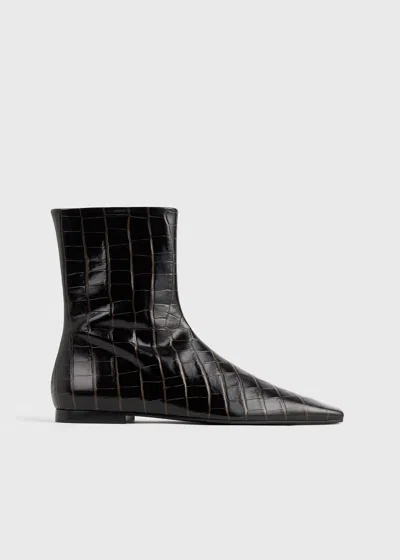 Totême Zipped Croco-embossed Chelsea Boots Dark Brown In Black