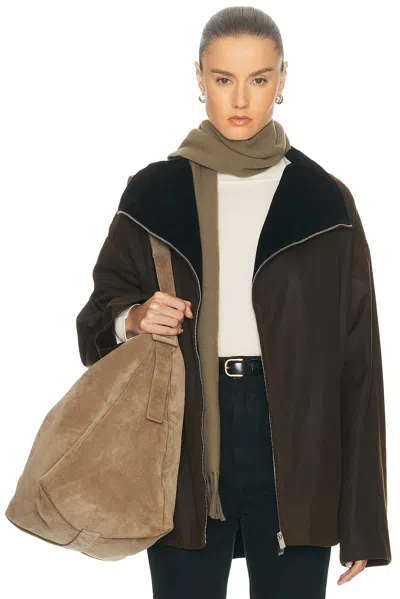 Totême Zipped Funnel Jacket In Brown