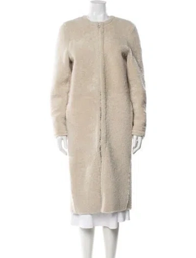 Pre-owned Totême Zipped Teddy Shearling Coat Shearling Faux Fur Coat In Neutral