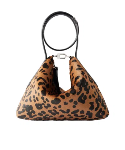 Totême Lucky Wristlet Leather-trimmed Leopard-print Calf Hair Shoulder Bag In Brown