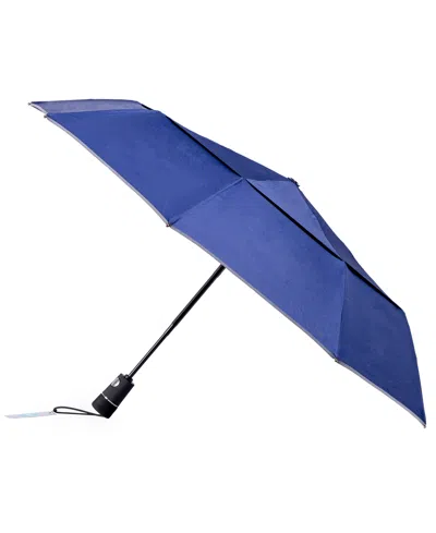 Totes Auto Open And Close Vented Folding Umbrella In Blue