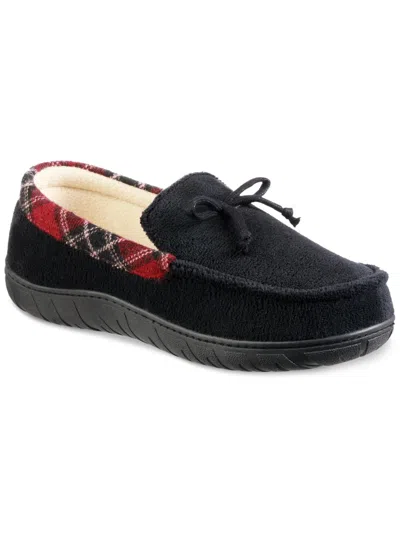 Totes Mens Faux Fur Slip On Loafer Slippers In Multi