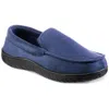 Totes Mens Faux Suede Faux Fur Lined Loafer Slippers In Blue