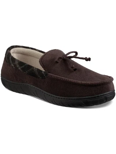 Totes Mens Faux Suede Slip On Loafer Slippers In Black