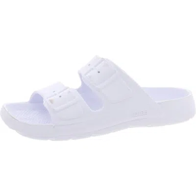 Totes Ts14 Womens Slip On Round Toe Slide Sandals In White