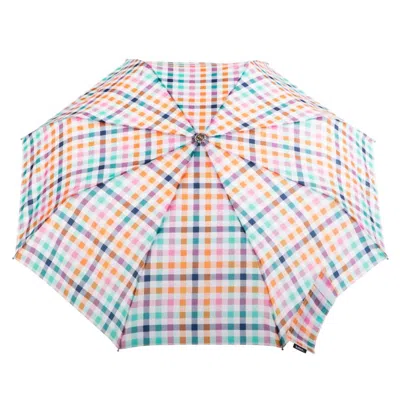 Totes Women's Automatic Open Folding Umbrella In Gingham In Multi