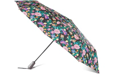 Totes Women's Automatic Windproof Ultimate Compact Umbrella 43 Inch In Black Electric Floral