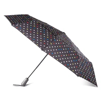 Totes Women's Automatic Windproof Ultimate Compact Umbrella 55 Inch In Multi Sport Dot In Black