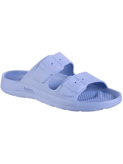 Totes Womens Casual Round Toe Slide Sandals In Blue