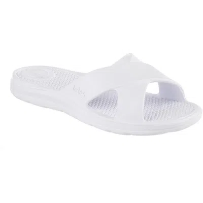 Totes Womens Solid Man Made Slide Sandals