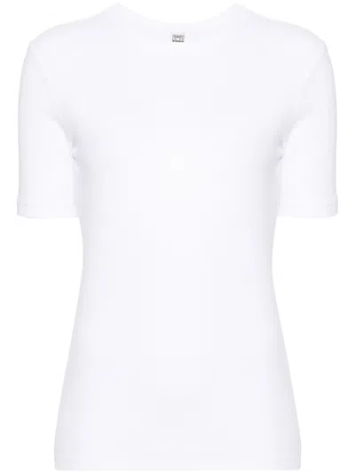 Totême Womens Toteme Funnel-neck Short-sleeve Cotton-blend Terry Knit Top In White