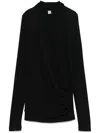 Totême Toteme Overlapped Jersey Top In Black  