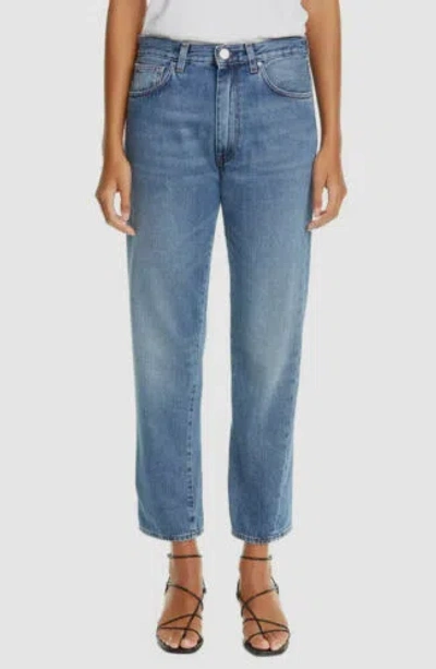 Pre-owned Totême $281  Women's Blue Twisted Seam High Waist Straight Crop Jeans Size 30/32