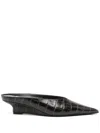 Totême Toteme Sharp Croc-embossed Leather Mule In Brown