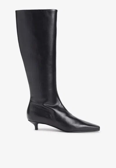 Totême Womens Toteme Slim Knee Pointed-toe Leather Heeled Knee-high Boots In Multi