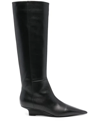 Totême Illusion Leather Knee Boots In Black