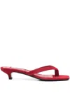 Totême Suede Heeled Flip Flops Scarlet In Red
