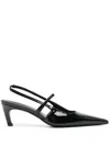 Totême The Sharp 50 Patent-leather Slingback Pumps In Black
