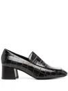 Totême Toteme The Block Heel Croc Embossed Loafer In Brown