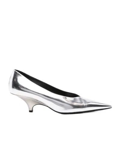 Totême Toteme Pointed Toe Metallic Faux Leather Pump In Mirror Silver