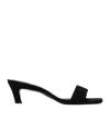 Totême Toteme Square Toe Kitten Heel Satin Sandal In Black