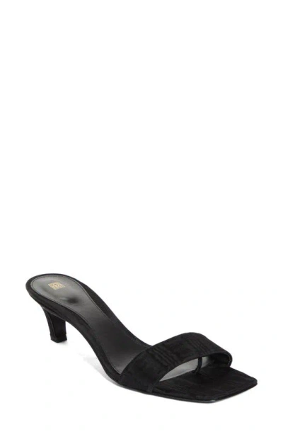Totême Toteme Square Toe Kitten Heel Satin Sandal In Black