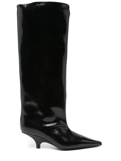 Totême Patent Leather Knee-high Boots In Black