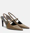 Totême Toteme Lizard Embossed Sharp Pointed Toe Slingback Pump In Brown