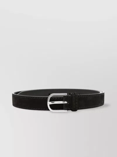 Totême Adjustable Slim Suede Belt With Silver-tone Hardware In Brown