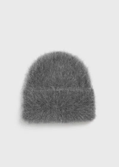 Totême Alpaca Knit Beanie Dark Grey Melange In Black