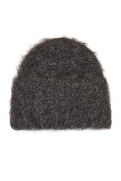 Totême Alpaca Knit Beanie In Dark Grey Melange