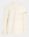 Totême Alpaca Knit Draped Scarf Sweater In Open White