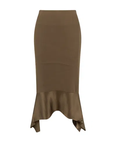 Totême Asymmetric Crepe-texture Midi Skirt In Green