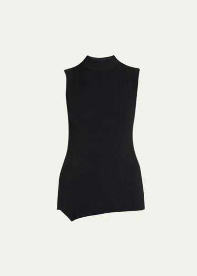 Totême Almaz Asymmetric Ribbed Tank Top In Black