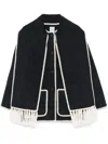 Totême Embroidered Fringe Contrast-trim Scarf Wool Jacket In Multi