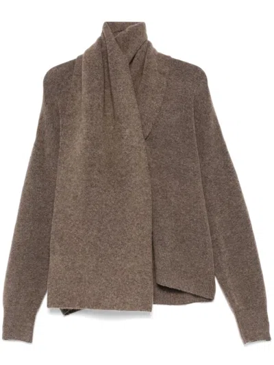 Totême Attached-scarf Sweater In Brown