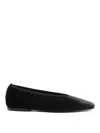 Totême Minimalist Velvet Ballerinas In Black