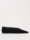 Totême Lace-up Eyelet-embellished Suede Ballet Flats In Black