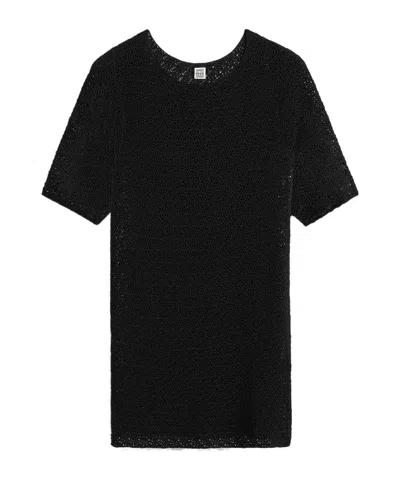 Totême Bardot-neck Sheer Jumper In Black