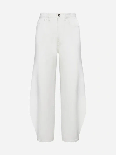 Totême High Waist Barrel Leg Jeans In Off White