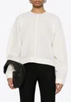 Shop Totême Batwing Crewneck Loose Top In Off-white