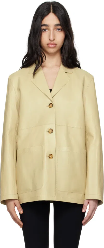 Totême Beige Clean Leather Jacket In Peanut 271