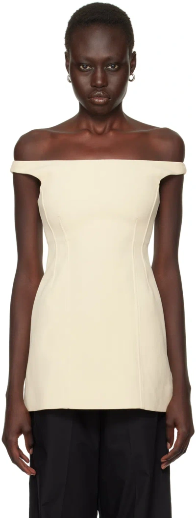 Totême Beige Curved Off-shoulder Camisole In Eggnog 242