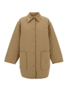 Totême Beige Jacket With Collar And Oversized Pockets In Quilted Fabric Woman In Neutrals