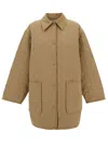 Totême Beige Jacket With Collar And Oversized Pockets In Quilted Fabric Woman In Biscuit