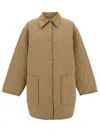 Totême Beige Jacket With Collar And Oversized Pockets In Quilted Fabric Woman In Beige